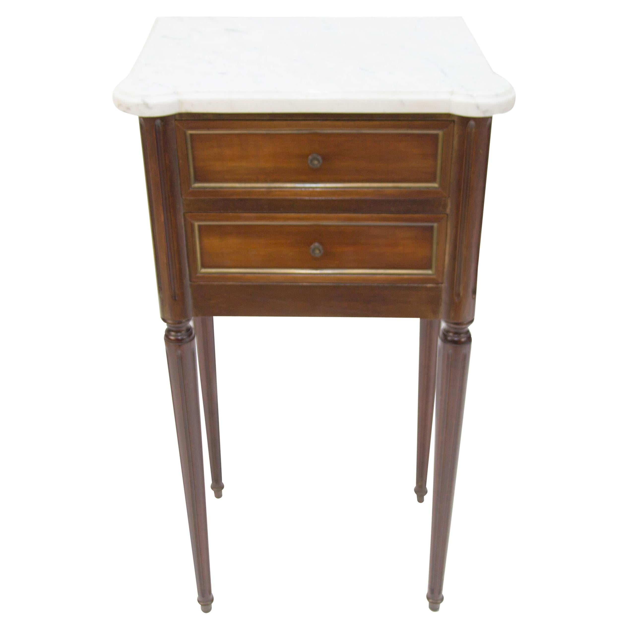 Louis XVI Style Marble Top Side Table