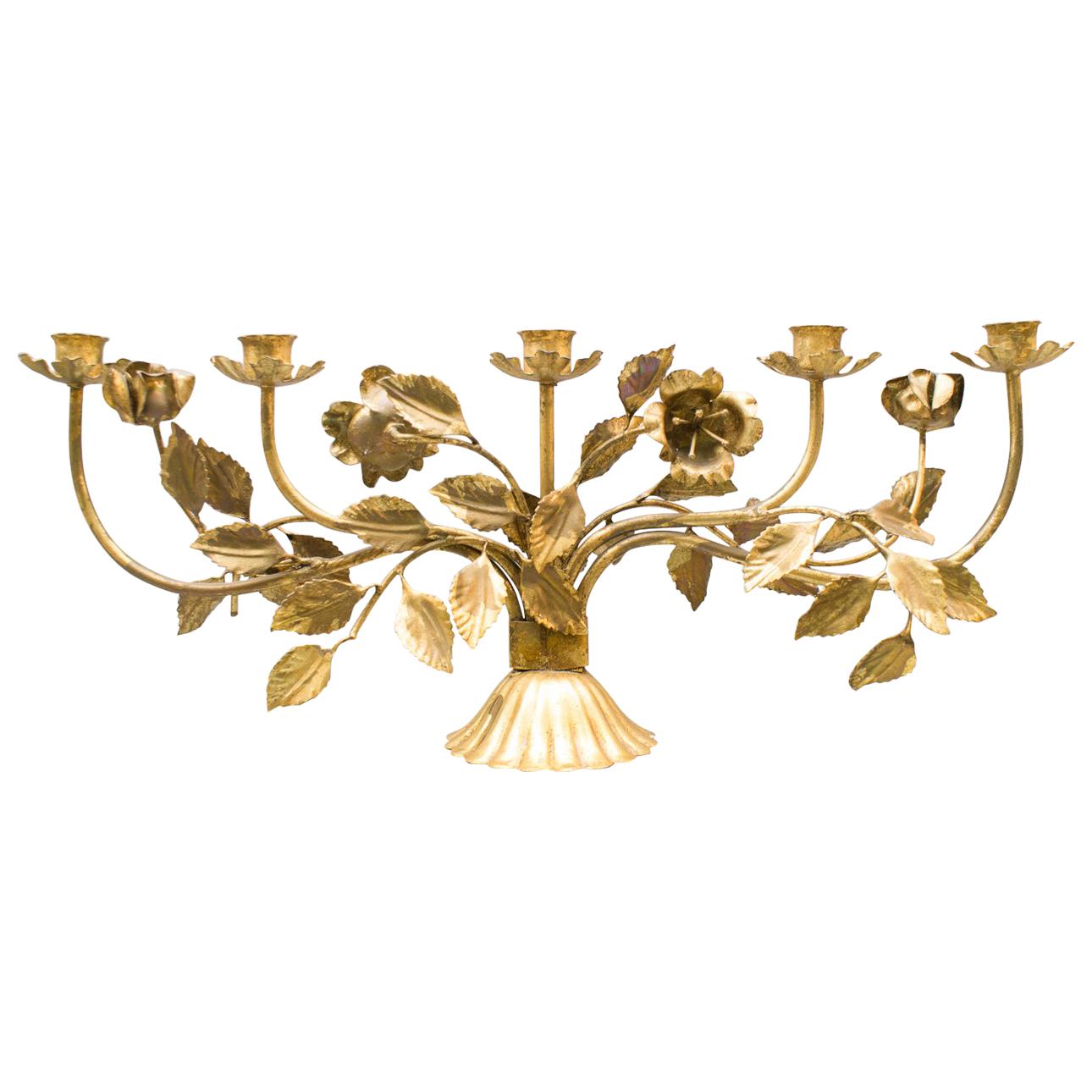 Very Rare Large Gilded Florentine Candleholder by Hans Kögl, Germany, 1960s