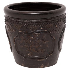 Large Chinese Floral Relief Jar, c. 1900