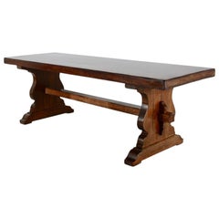 Long Solid-Plank Trestle Table from France