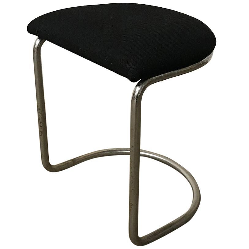 W.H. Gispen for Gispen, for Make Up Tabouret in Chrome and Black, circa 1930 For Sale
