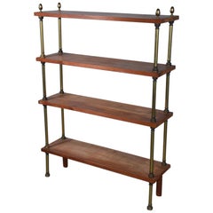 Neoclassical Wood and Brass Shelving Unit