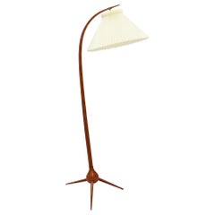 Severin Hansen "Bridge" Floor Lamp with Le Klint Shade, Denmark, 1950s