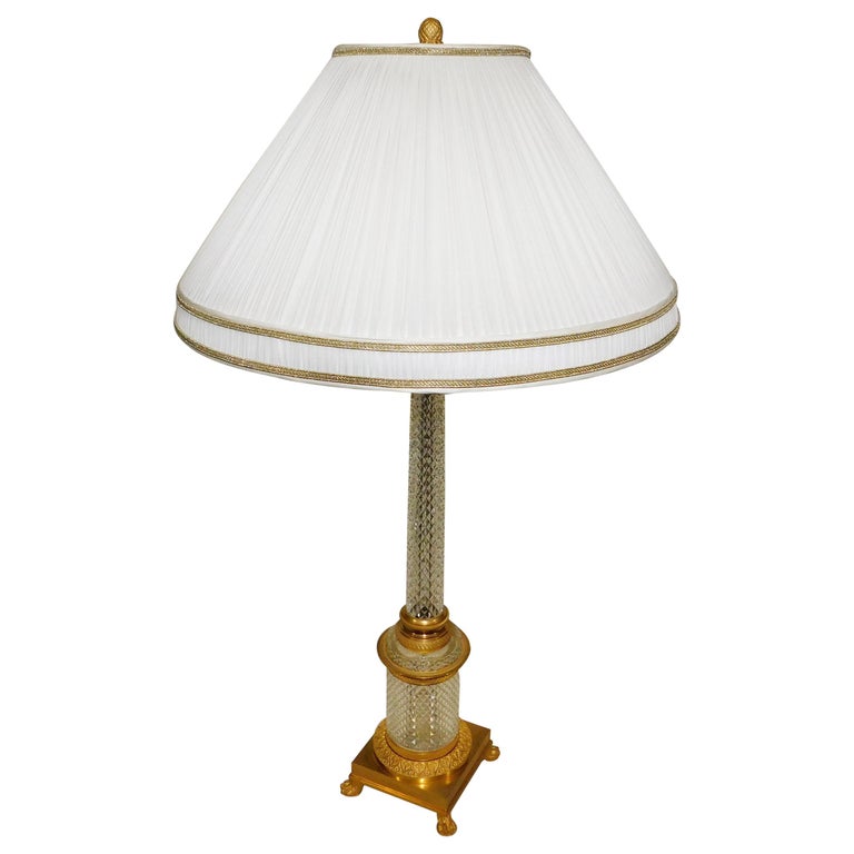 Cut Crystal Gilt Bronze Table Lamp, Austrian Crystal Table Lamps