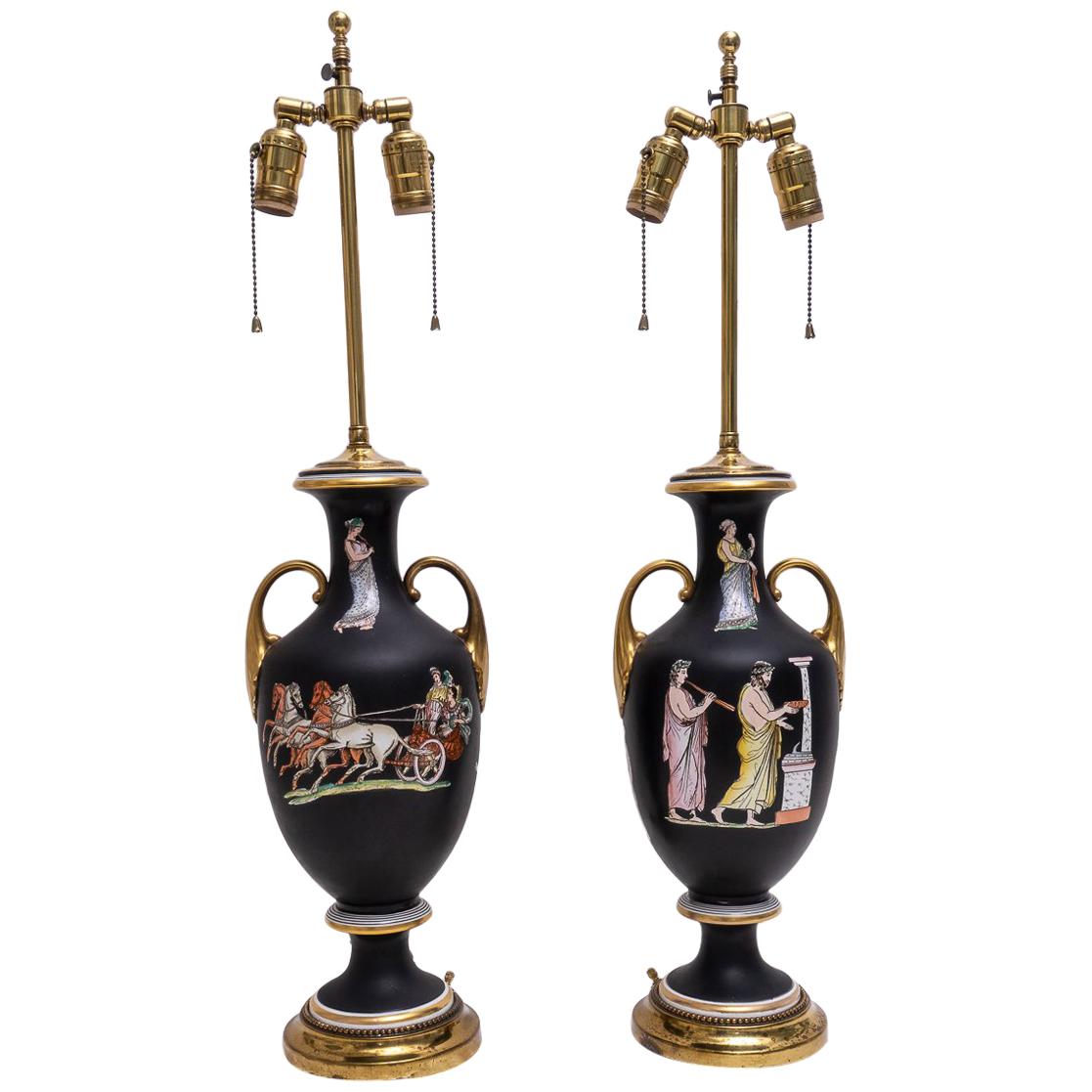 Pair of Neoclassical Table Lamps For Sale