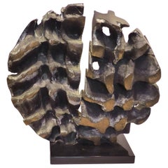 1970s Substantial Brutalist Bronze Sculpture, Signed