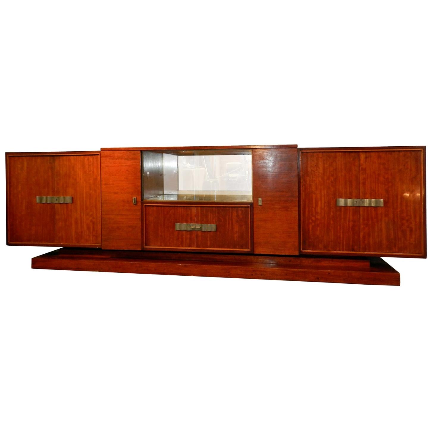 Decoene Freres, Large Art Deco Sideboard in MOVINGUI MOIRE , circa 1930
