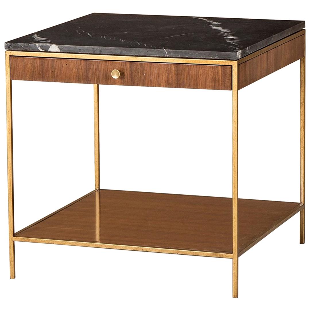 Carolina Side Table with Black Marquina Marble Top For Sale