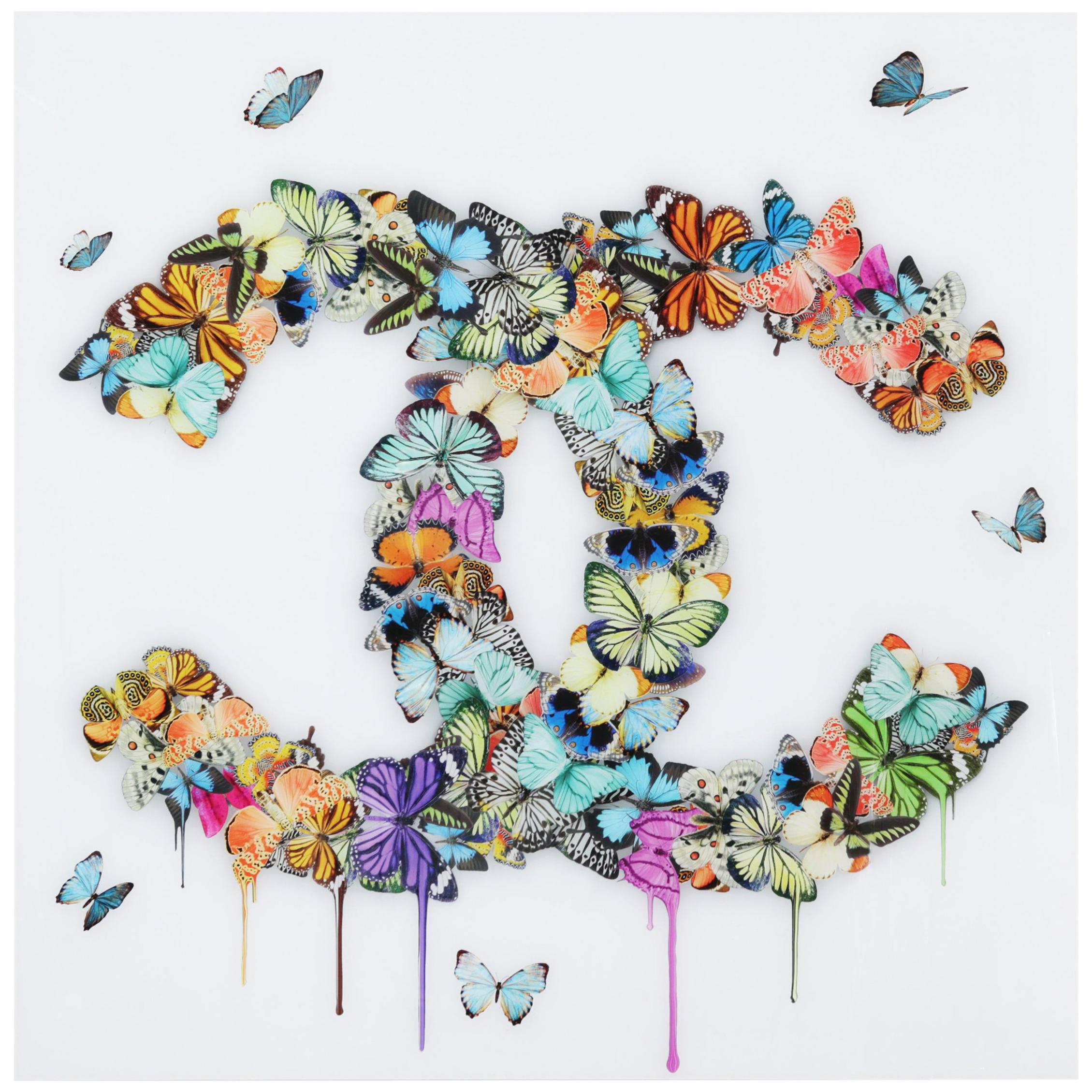 Butterflies Plexiglass Wall Decoration in the Style of Chanel