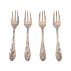 Danish Silversmith, Set of 4 Cake Forks in Silver, 1930