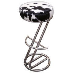 Pony B Bar Stool with Polished Stainless Steel Base