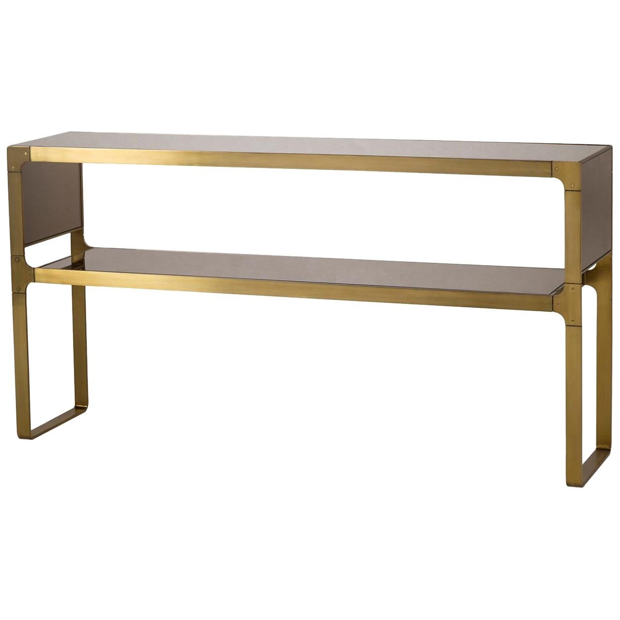 Sturdy Console Table in Satin Brass Finish