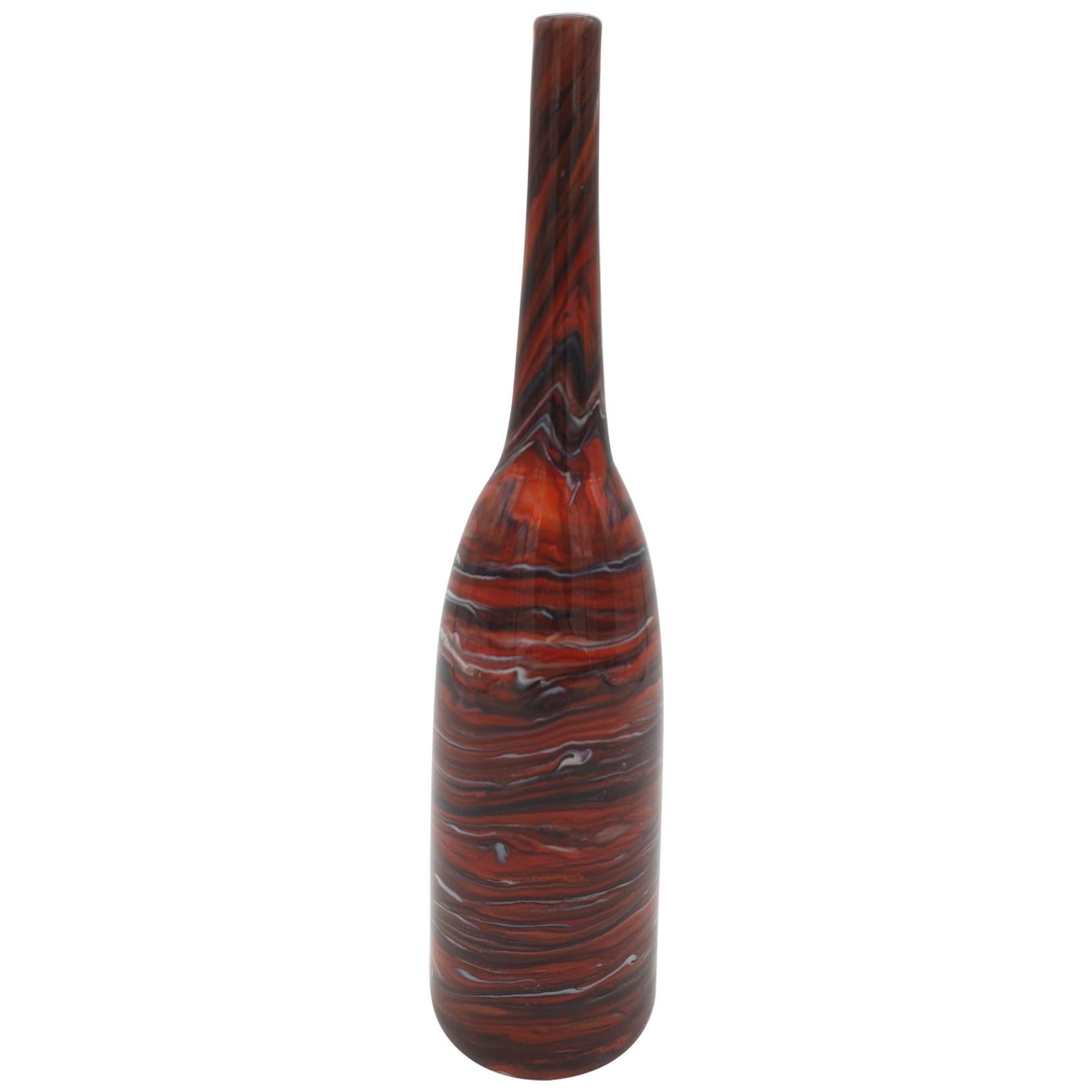 Modern Stylish Marbled Red Murano Glass Vase by Cenedese, late 1990s For Sale