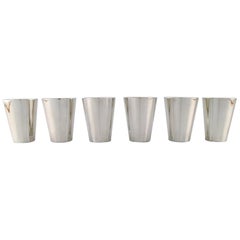 Sigvard Bernadotte for Gense a Set of 6 Hunting / Vodka Beakers in Plated Silver