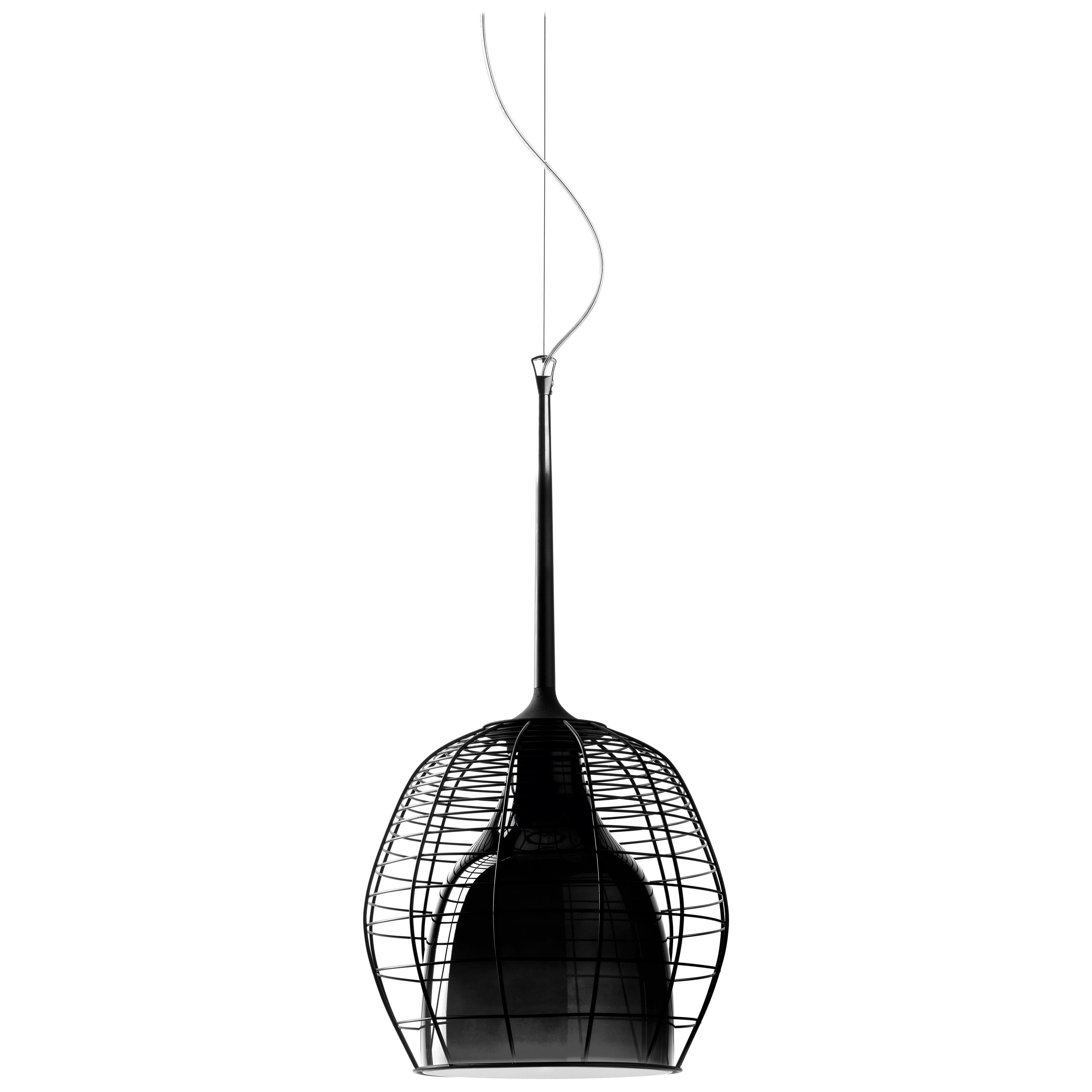 Foscarini Small Cage Suspension Lamp in Black by Diesel For Sale