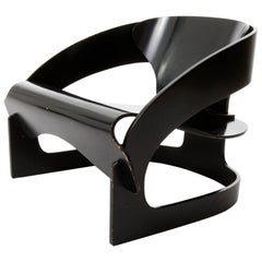 Joe Colombo Chair No. 4801, Black Plywood, Kartell, Italy, 1960s, One of Four