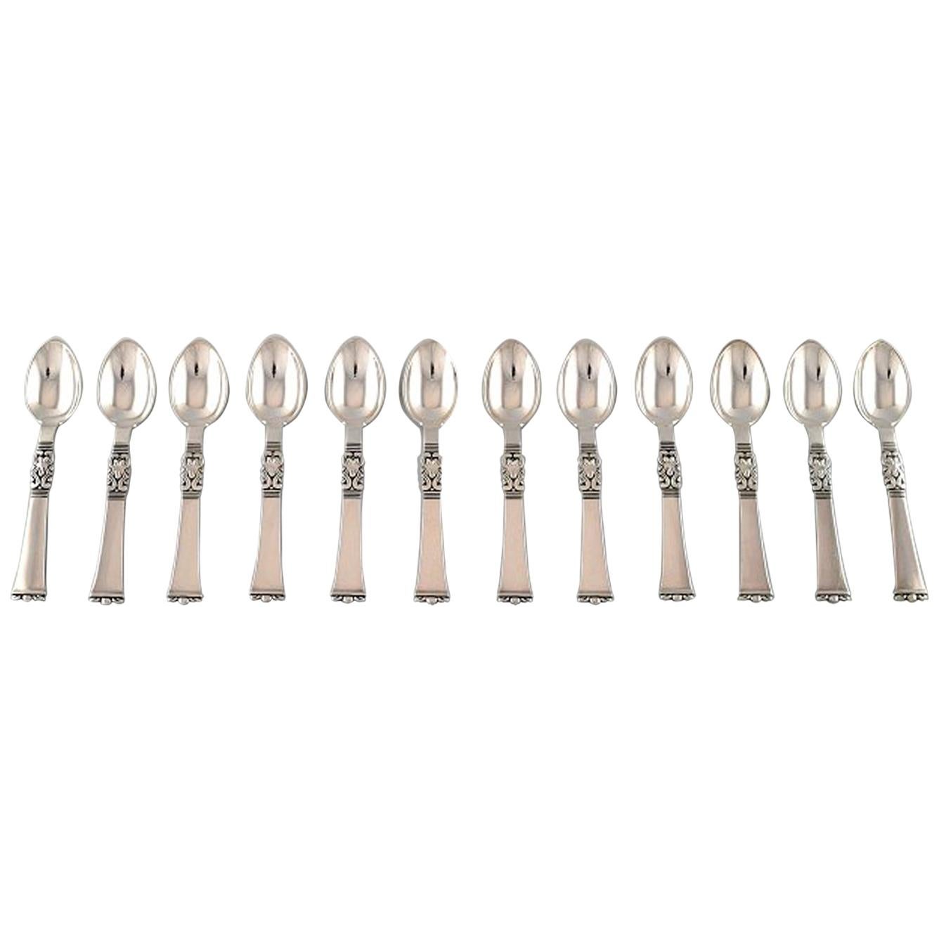 Poul Frigast, Danish silversmith. Set of 12 coffee spoons in silver.