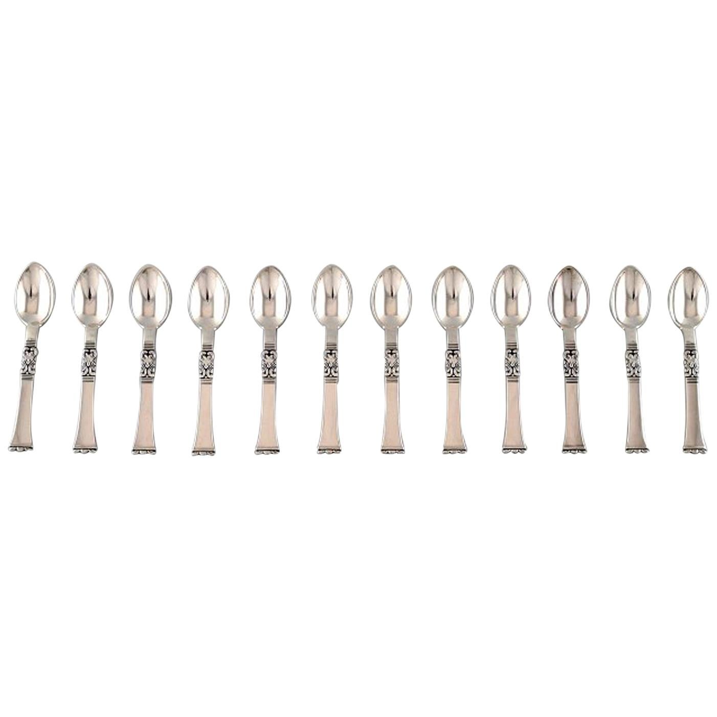 Poul Frigast, Danish silversmith. Set of 12 coffee spoons in silver.