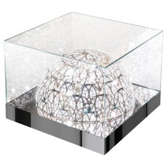 Small Table Roma Lamp, Chrome Finish, Arabesque Style, Italy