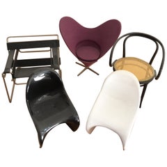 5 Miniatures 2panton Chairs 1 Wassilychair 1 Thonetchair  1Fledermauschair Vitra