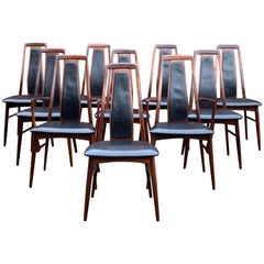 Niels Koefoed Eva Rosewood Dining Chairs Set of 10 Danish Midcentury, circa 1965