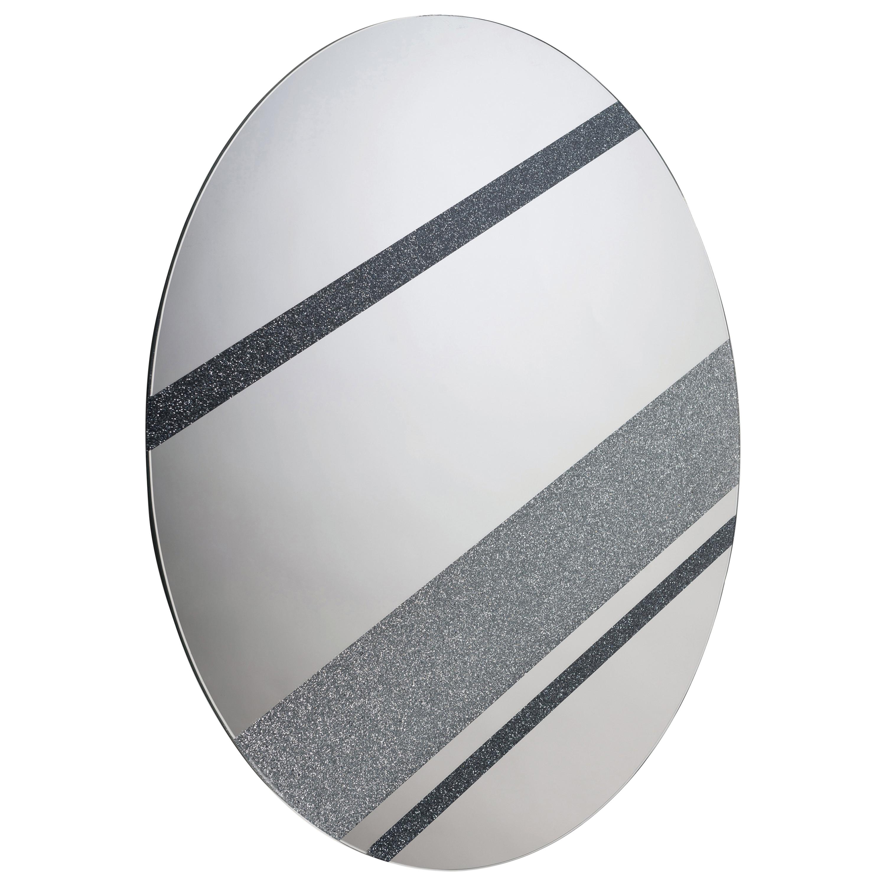 Contemporary Mirror Jupiter, with Stripes, in Glass, Italy For Sale