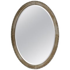 Large Antique Bleached Mahogany Oval Mirror. 