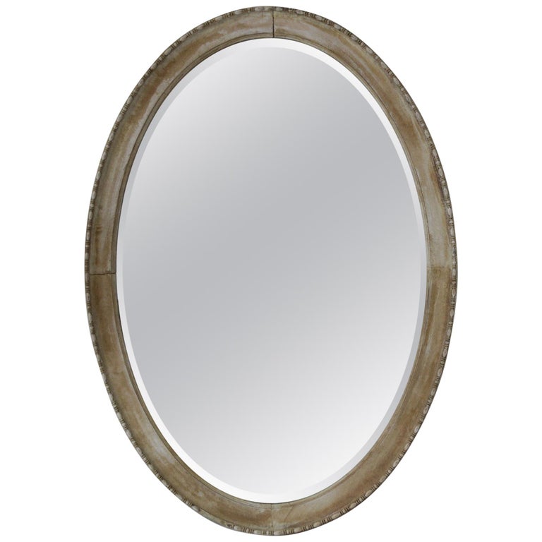Large Antique Bleached Mahogany Oval Mirror. at 1stDibs