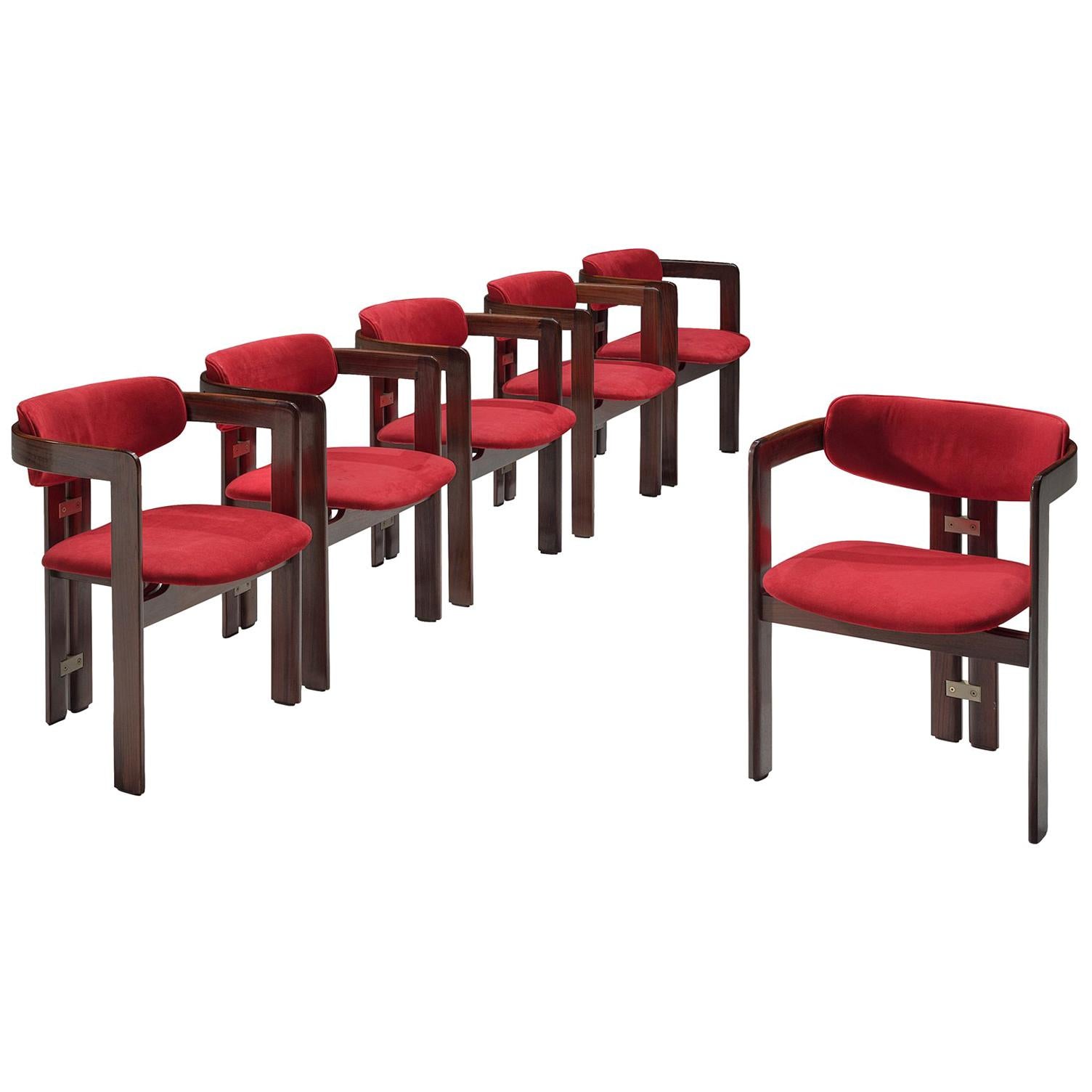 Augusto Savini Suede and Rosewood 'Pamplona' Chairs