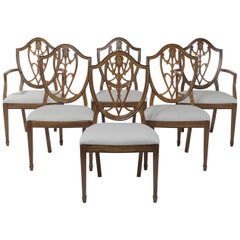 Retro Set of 6 Gorgeous Shield Back Mahogany Dining Chairs