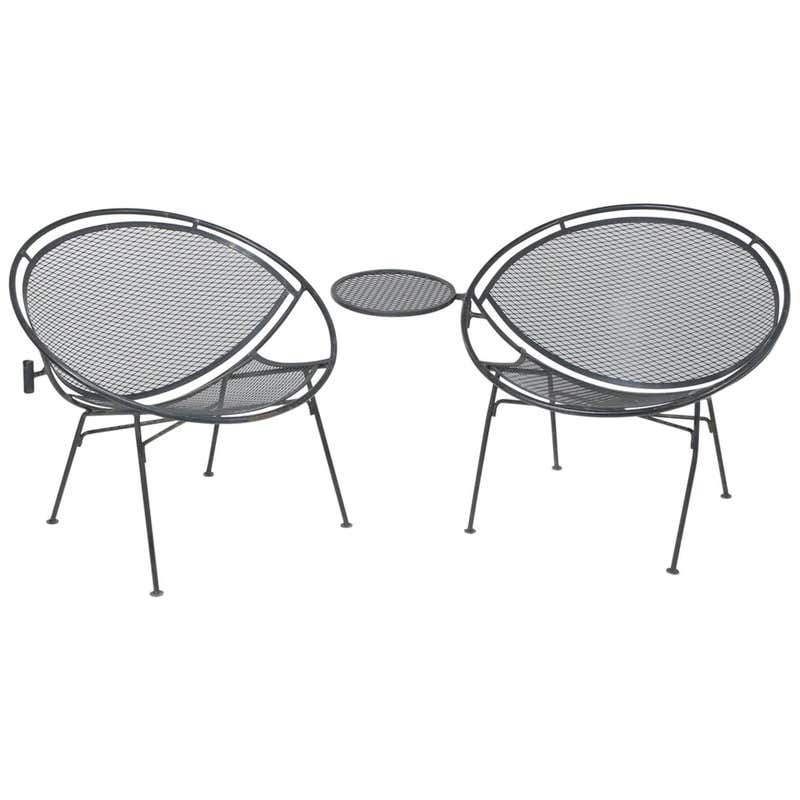 Iconic Salterini Mid-Century Modern Patio Chairs with Attached Side ...