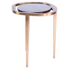 Nesting Side Table Lily S in Black Shell and Bronze Patina Brass by R&Y Augousti