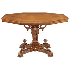Mid-19th Century Amboyna Octagonal Centre Table