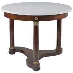 Elegant Regency Style Round Marble Top and Mahogany Center Table by Baker