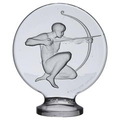 Antique French Clear Glass Car Mascot 'The Archer' by René Lalique