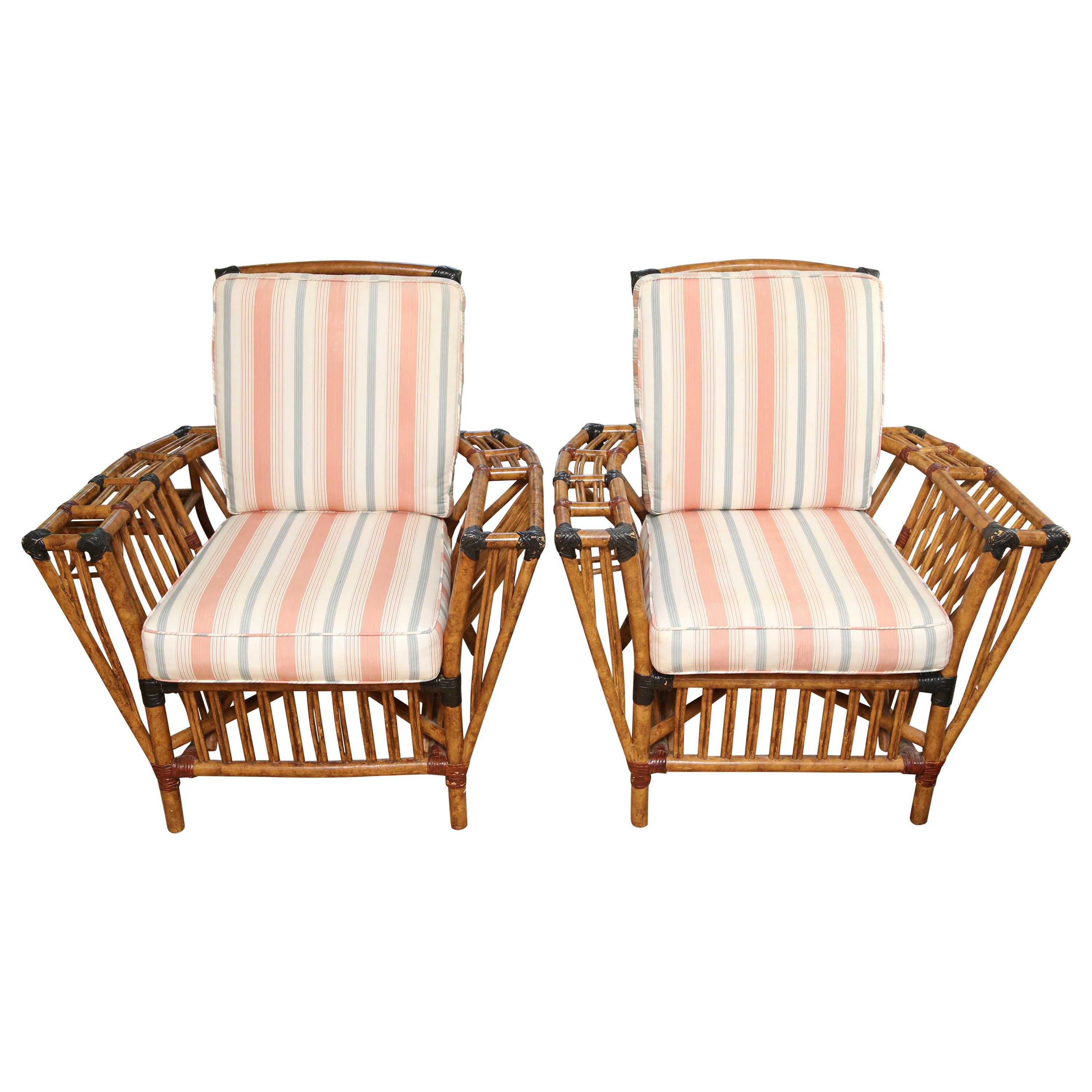 Superb Pair of Vintage Bamboo President Armchairs