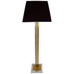 Vintage Chrome and Brass Floor Lamp in the Style of Willy Rizzo, 1970s