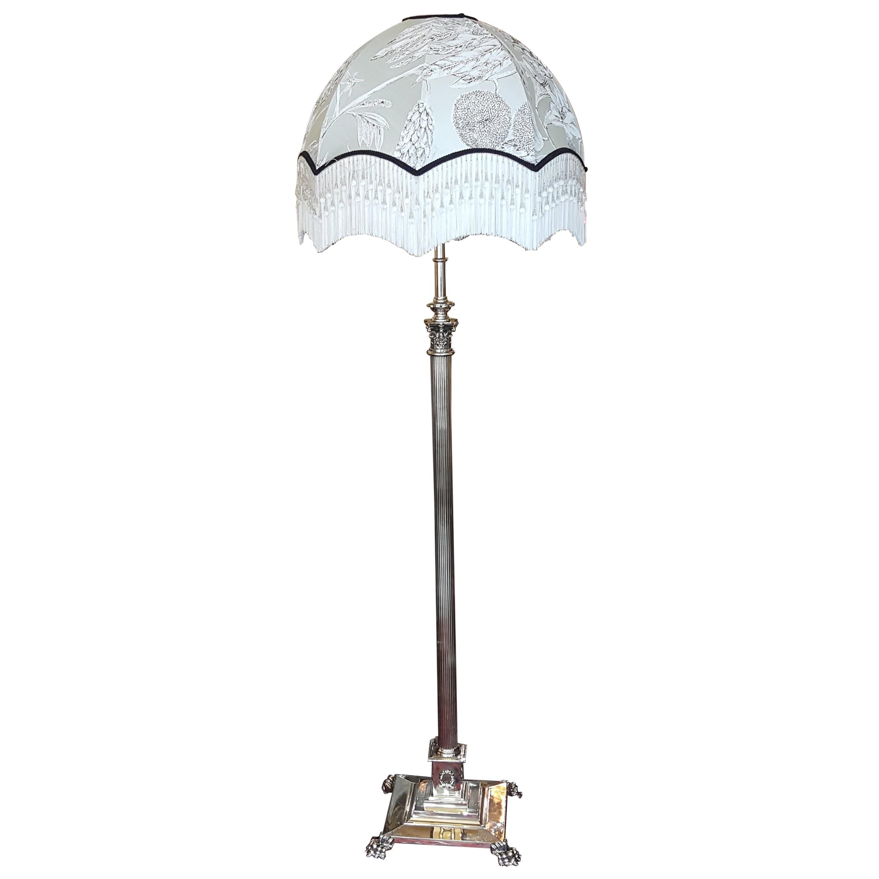 Victorian Brass Standard Extending Lamp For Sale