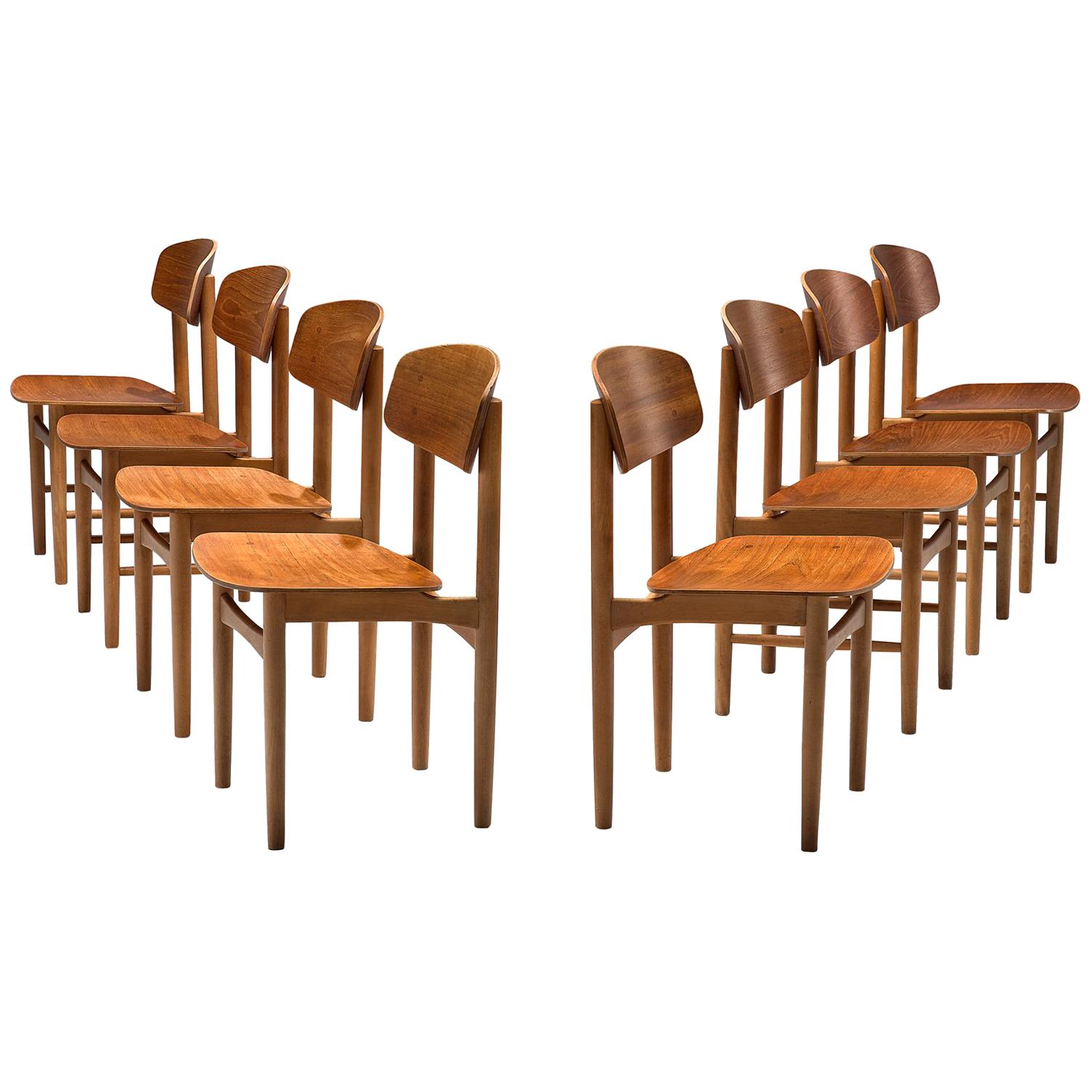 Børge Mogensen Set of Eight Dining Chairs in Teak