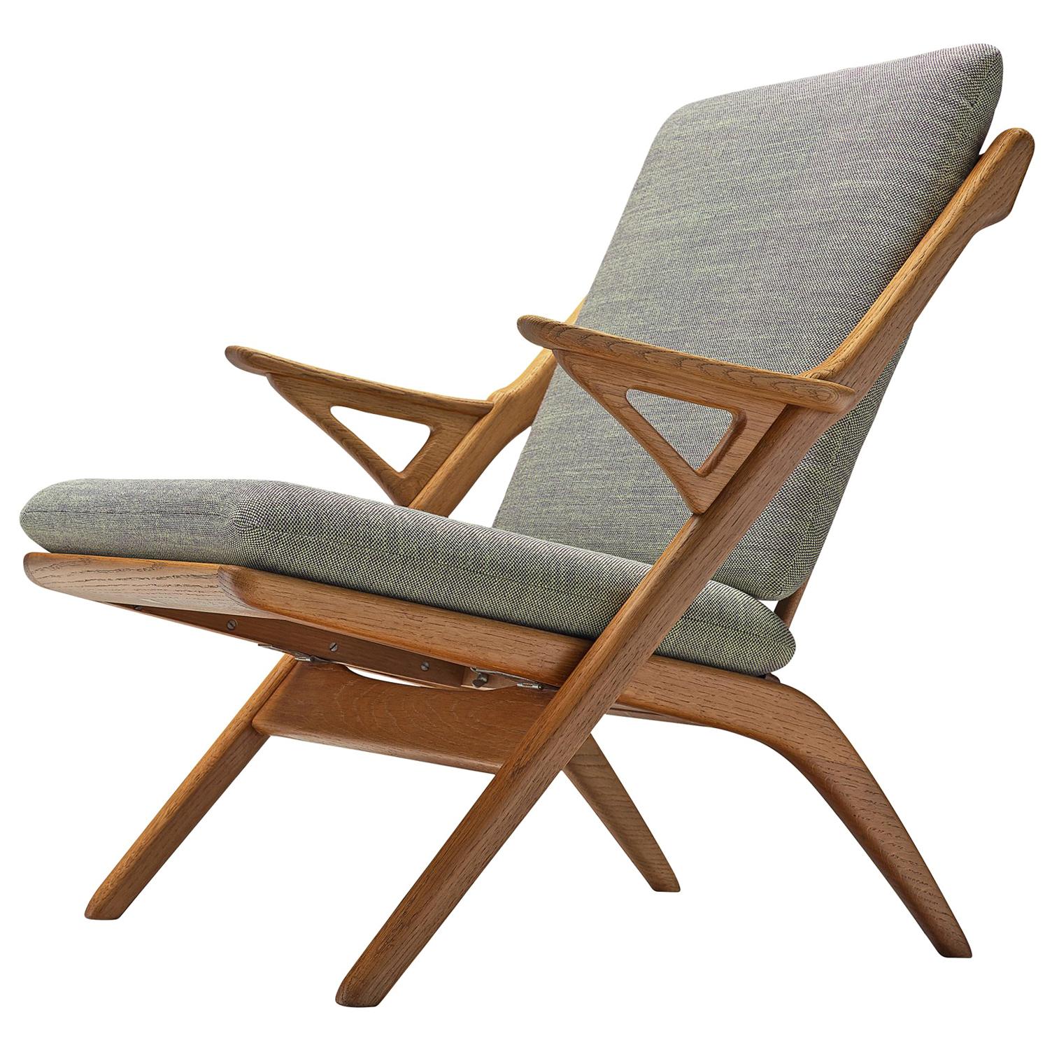 Danish Reupholstered Midcentury Armchair in Oak