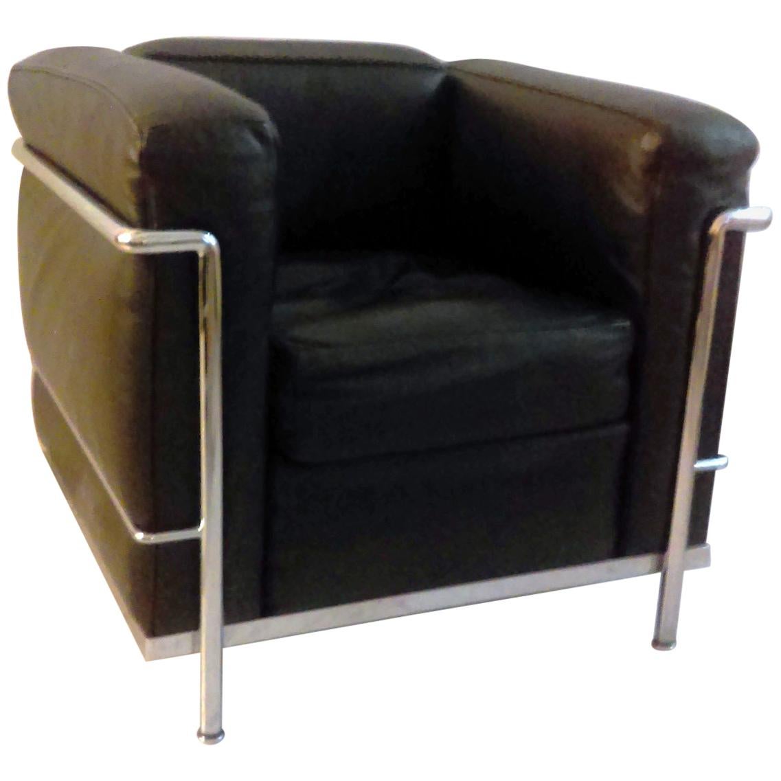 LC2 Leather Lounge Chair by Le Corbusier for Cassina, 1970s For Sale