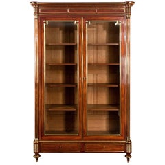 Fine Quality Grand Parisian French Mahogany and Brass Bookcase or Vitrine