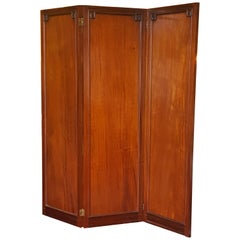 Antique Victorian Figured Mahogany Three Fold Screen