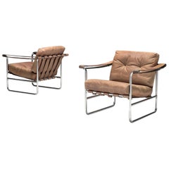 De Sede Pair of Leather Armchairs by Hans Eichenberger