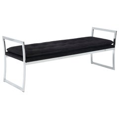 Chrome Frame Bench with Arms in the style of Milo Baughman