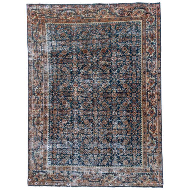 Tribal Persian Mahal Rug, Distressed, Herati Pattern at 1stDibs