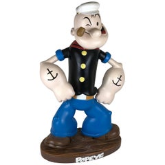1990s Vintage Original Popeye the Sailor with Pipe Resin Sculpture Made in USA