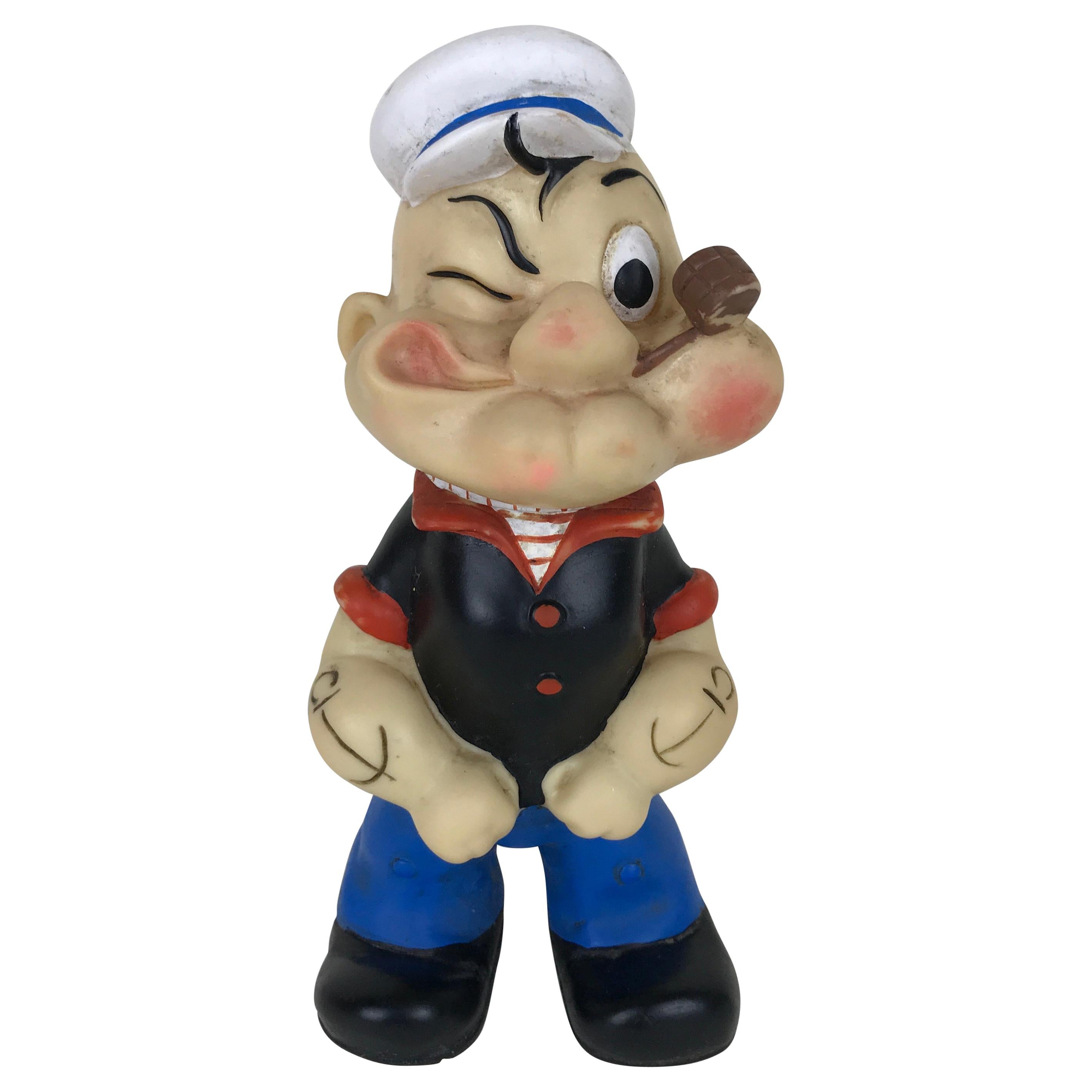 1960s Vintage Italian Popeye the Sailor Rubber Squeak Toy Made by Italo Cremona For Sale