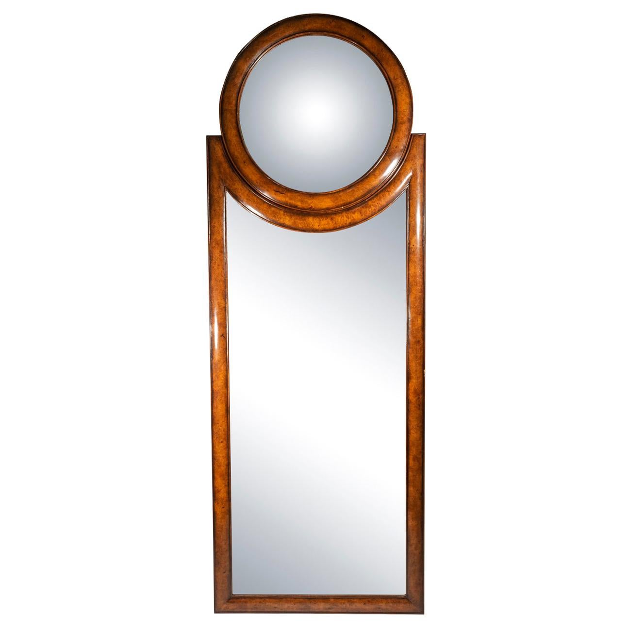 In the style of Emilio Terry, 
Pair of Mirrors, 
Glass, wood and convex mirror,
France, circa 1950.

Measures: Height 244 cm, width 87 cm, depth 3 cm.