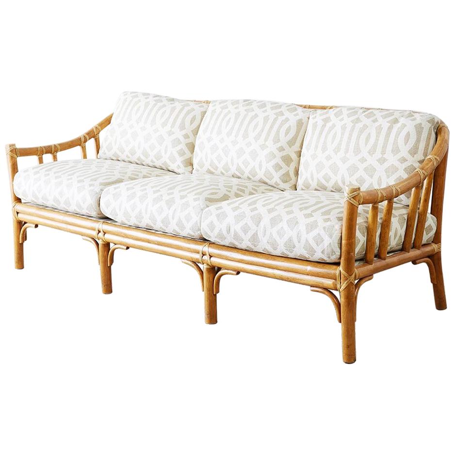 McGuire Organic Modern Bamboo Rattan Three-Seat Sofa